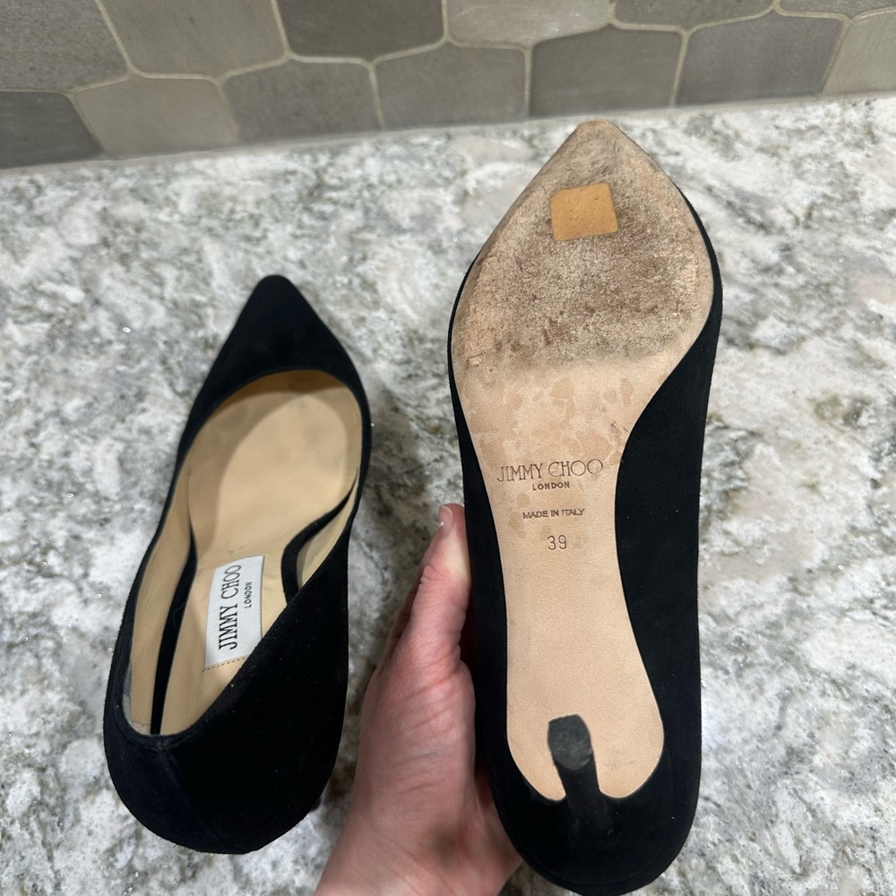 Jimmy Choo Romy 85 Black Suede Pump - Picture 7 of 12